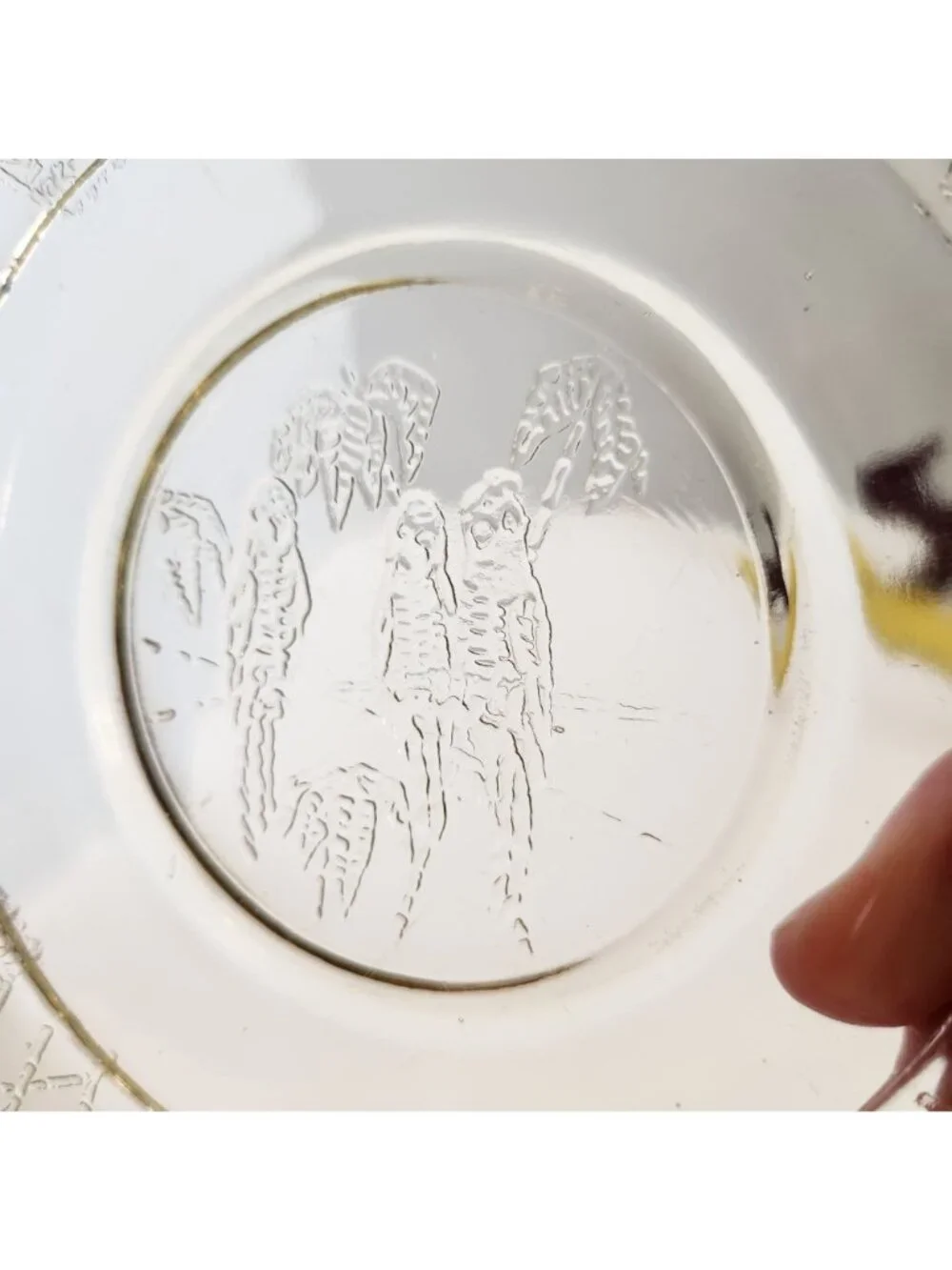 Federal Glass Depression Glass Plate with Sylvan Parrots & Leaves Square Rare